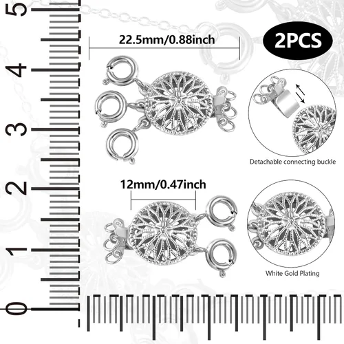 Vista 2 de Separador de collar para capas de oro blanco sin enredos, joyería de seguridad, collar de capas, separador de cierres para múltiples collares