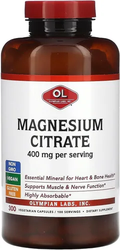 Vista 4 de Olympian Labs Citrato de magnesio, 400 mg 33 porciones, apoya el sistema nervioso saludable, músculo y hueso, 100 cápsulas