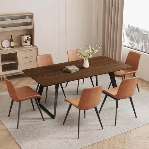 Vista 36 de ZckyCine Mesa de Comedor Moderna de Mediados de Siglo y Sillas para 4 Rectangular de Madera Expandible que Ahorra Espacio Multifuncional Marrón