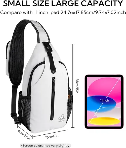 Vista 122 de Waterfly - Mochila cruzada tipo bandolera para viajes y caminatas, bolsa de pecho, Gris, talla única