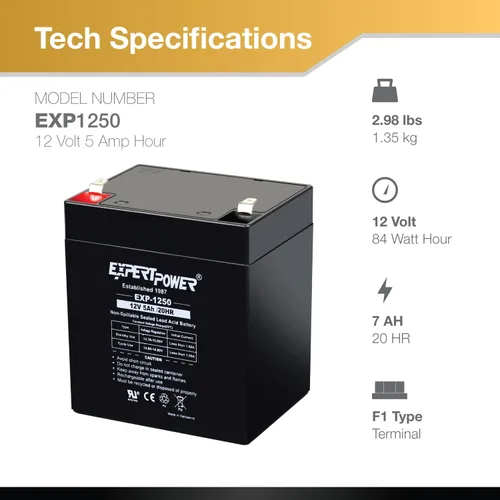 Vista 3 de Baterías de 12 volts para alarmas ExpertPower, Negro