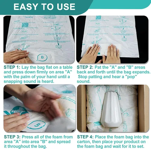 Vista 5 de 10 bolsas de espuma de 14 x 16 pulgadas para envío, espuma de embalaje expandible para PC y artículos de forma irregular, a prueba de golpes Paquete