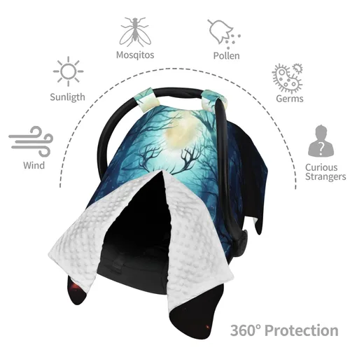Vista 8 de Baby Car Seat Canopy Cover for Mom, Soft Breathable Nursing Breastfeeding Covers Multi Use Stroller Sun Shade Newborn Shower Gift，Moonlight Deer