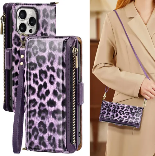 Vista 14 de Antsturdy Compatible con iPhone 15 Pro Max Funda Cartera para Mujeres【Bloqueo RFID】Funda de Teléfono Cruzada de Cuero PU con Cremallera y Correa