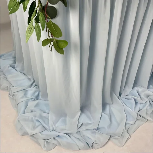 Vista 4 de Falda de mesa de chiffon con longitud extra, 6 pies, 9 pies, 14 pies, mantel transparente, para baby shower, cumpleaños, decoración principal