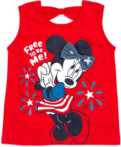 Vista 36 de Disney Minnie Mouse - Conjunto de camiseta floral arcoíris y pantalones cortos de cambray, tallas de bebé a niño grande (12 meses - 14-16)