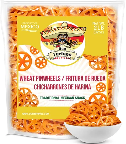Vista 10 de Duritos (Duros) Pinwheels Snacks de trigo 1 libra - Pasta de trigo en forma de rueda mexicana - Chicharrones de harina - por Turinos