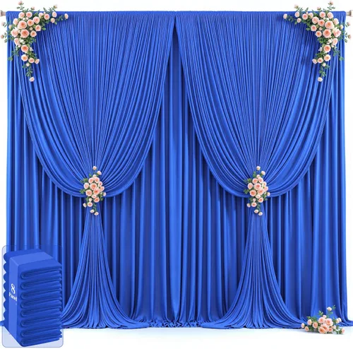 Vista 58 de 20 pies x 12 pies Cortinas de Telón de Fondo Azul Bebé Sin Arrugas para Bodas y Fiestas, Telón de Fondo de Tela Azul, Cortinas para Bodas