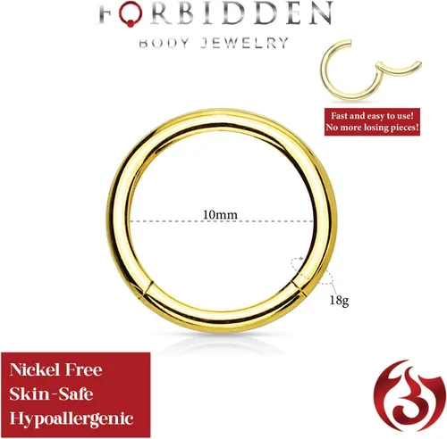 Vista 52 de Forbidden Body Jewelry - Piercing para la nariz de acero quirúrgico 316L con bisagra, 14G, 16G, 18G, diámetro de 15/64, 5/16, 25/64, 15/32 pulgadas