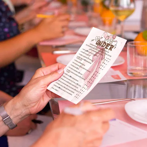 Vista 4 de Tarjeta de juego para despedida de soltera, regalo para boda de compromiso, temática de boda rosa, más o menos, 30 tarjetas (C-02)