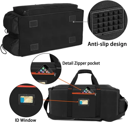 Vista 5 de Bolsa de DJ grande incorporada resistente tablero de soporte, bolsa de cable de DJ con 9 divisores desmontables y correa acolchada para el hombro