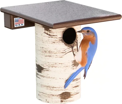 Vista 11 de DutchCrafters Gilbertson Bluebird House de madera de cedro con base extraíble, resistente a la intemperie, resistente a la intemperie, caja