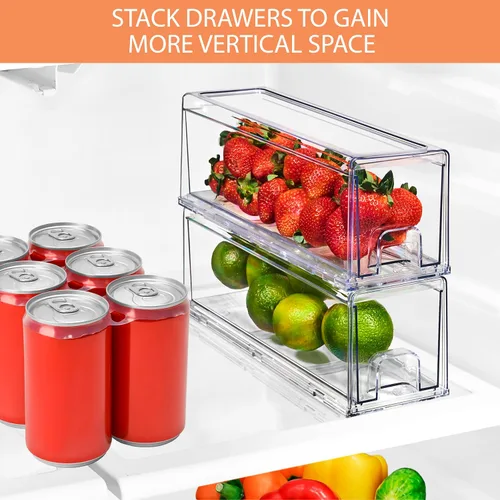 Vista 7 de Sorbus - Cajones para refrigerador, transparentes, apilables, contenedores organizadores extraíbles para cocina, congelador, tocador