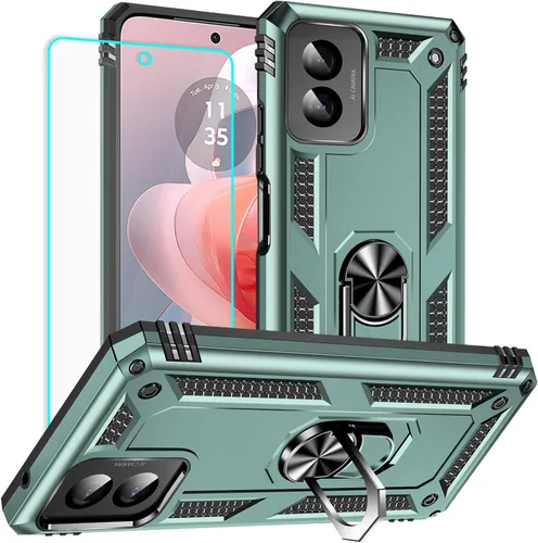 Vista 15 de Yiakeng Funda para Moto G Power 5G 2024 con protector de pantalla: [probada contra caídas de grado militar] Soporte de anillo a prueba de golpes