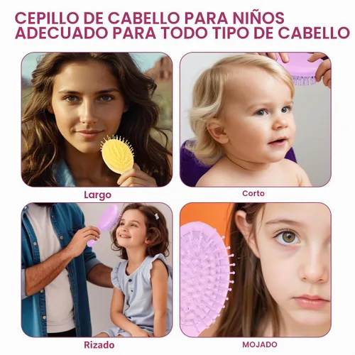 Vista 6 de Paquete de 15 mini cepillos para cabello mojado, mini cepillo desenredante para cabello húmedo y seco, cepillo compacto de viaje para adolescentes