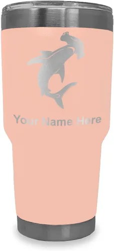 Vista 21 de LaserGram Vaso aislado al vacío de 20 onzas, tiburón martillo, grabado personalizado incluido (negro)