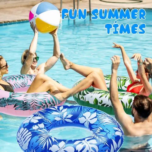 Vista 7 de Simgoing 3 piezas de flotadores grandes de piscina para adultos de 47.24 pulgadas inflables de hojas tropicales de tubo flotante jumbo anillos