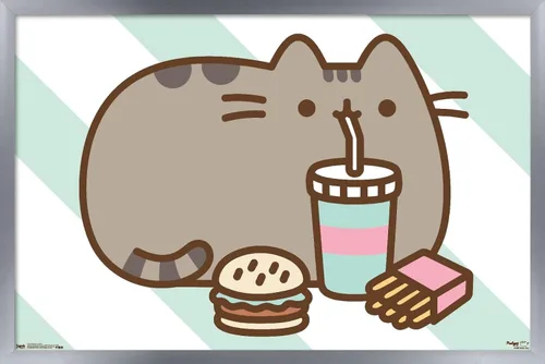 Vista 10 de Trends International Pusheen - Póster de pared de alimentos, 14.725 x 22.375 pulgadas, versión enmarcada de madera de granero