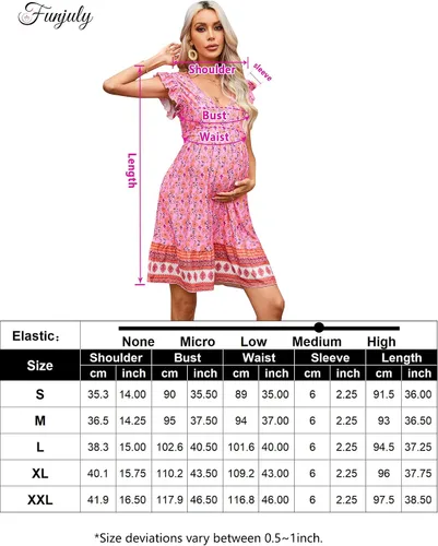 Vista 7 de Women's Ruffle Cap Sleeveless V Neck Floral Boho Midi Dress
