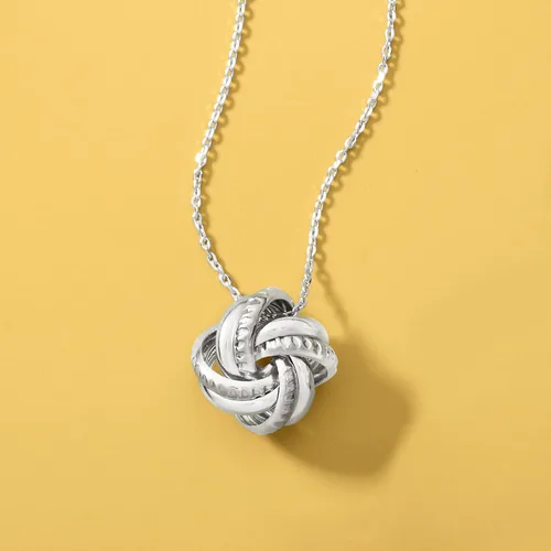 Vista 8 de Ross-Simons Italian Sterling Silver Love Knot Pendant Necklace