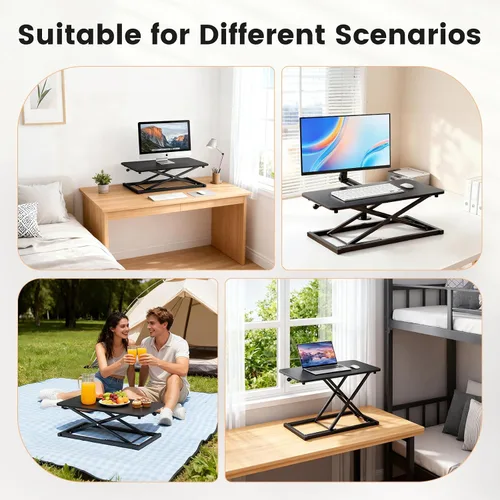 Vista 8 de Convertidor de escritorio de pie de altura ajustable, elevador de teclado de 23.6 x 13.4 pulgadas para elevador de escritorio de pie, soporte