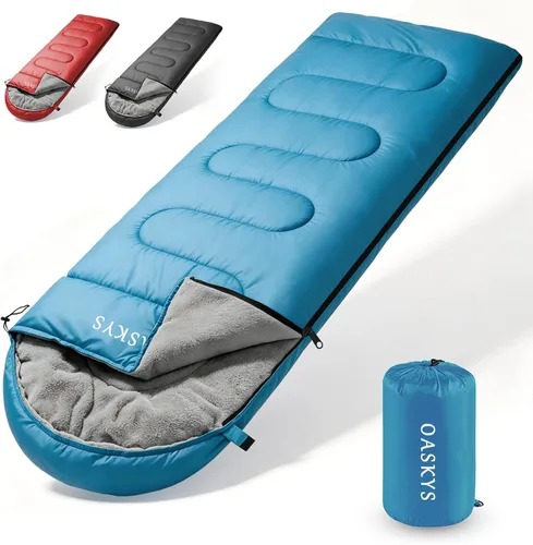 Vista 19 de oaskys Camping Sleeping Bag - 3 Season Warm & Cool Weather - Summer Spring Fall Lightweight Waterproof for Adults Kids - Camping Essentials Gear