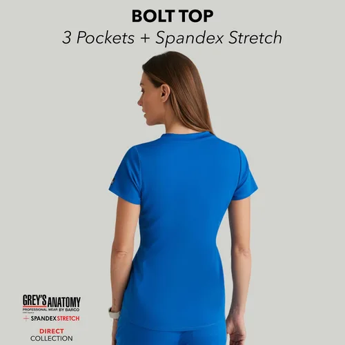 Vista 2 de BARCO Grey's Anatomy Spandex Stretch Direct - Camiseta médica con cuello en V para mujer