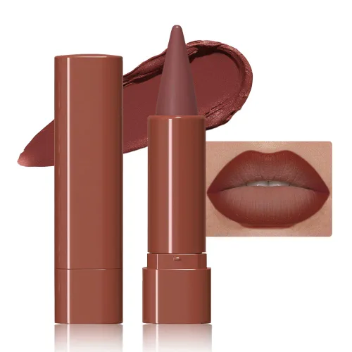 Vista 44 de evpct Combo de delineador de labios metálico rosa brillante y lápiz labial, lápiz labial con punta de cono para mujer, de larga duración