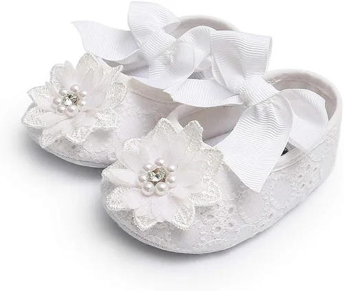 Vista 4 de Ohwawadi Zapatos de bebé para niña zapatos planos Mary Jane de princesa para vestido de boda zapatos de cuna para recién nacidos bebés bebés
