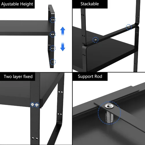 Vista 3 de SANNO Organizador de estantes de cocina expandibles, altura ajustable, gran apilable, armario de cocina, organizador de despensa y mostrador, Negro