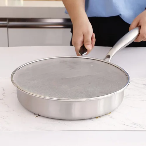 Vista 5 de Splatter Screen with Handle 3pcs Stainless Steel for Kitchen Cooking