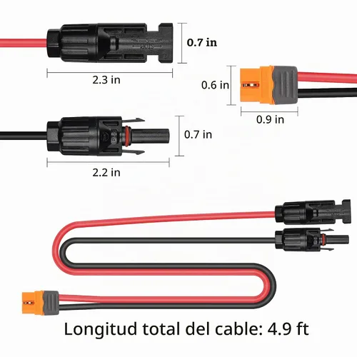 Vista 3 de YACSEJAO Cable de carga solar a XT60i 12AWG 1.5M enchufe solar a conector solar XT60 a XT60i-F Cable de panel solar para estación de energía