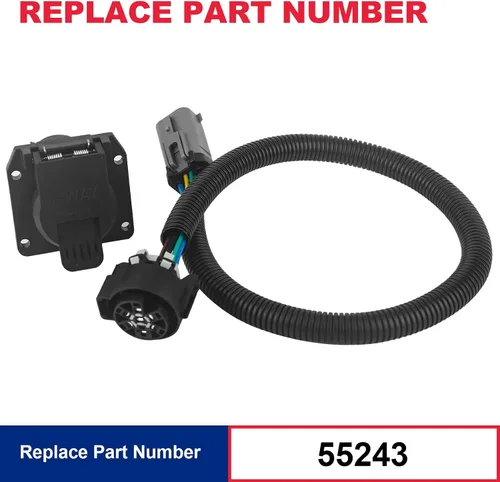 Vista 2 de 55243 Arnés de cableado para remolque con cuchilla RV personalizada de 7 pines del lado del vehículo con conector para caja de camión compatible