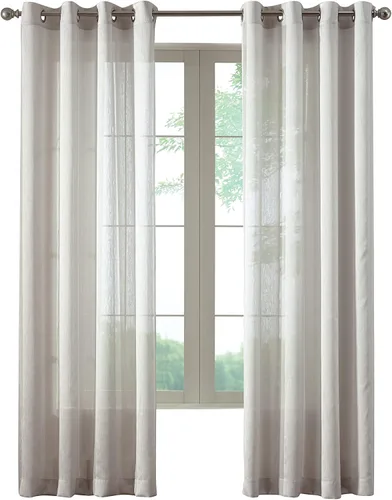 Vista 2 de LOFT LIVING Skylar - Panel de cortina transparente a rayas con ojales, 52 x 84 pulgadas, color marfil