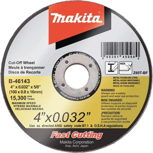 Vista 2 de Makita B-46143 - Rueda de corte ultrafina de 4” x 0.032” x 5/8”, acero inoxidable