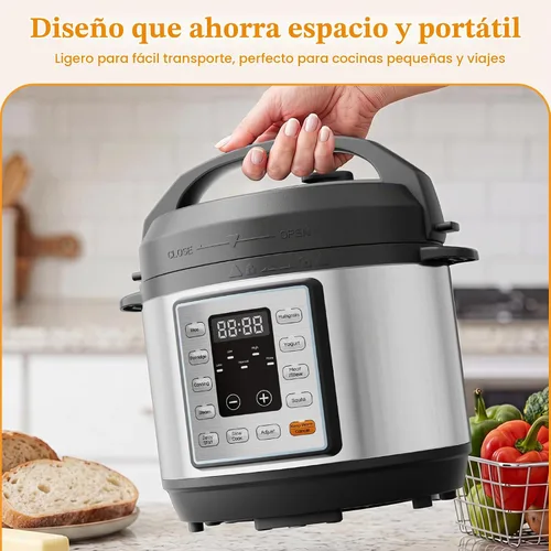 Vista 6 de NEWBULIG Olla a presión eléctrica 10 en 1, olla múltiple de 3 cuartos de galón para arroz, guiso y vapor, pequeña olla programable de acero