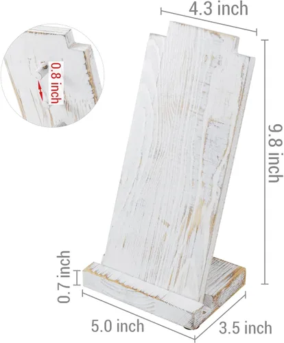 Vista 5 de MyGift Shabby Chic - Soporte de caballete de madera maciza lavada blanca con tabla y base desmontables, soporte de joyería de busto ajustable