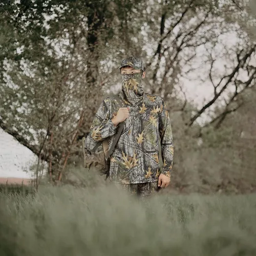 Vista 5 de LOOGU Camisa de camuflaje de caza para hombre, ligera, camisas de camuflaje para hombre, camisa de manga larga para pesca, senderismo, campamento