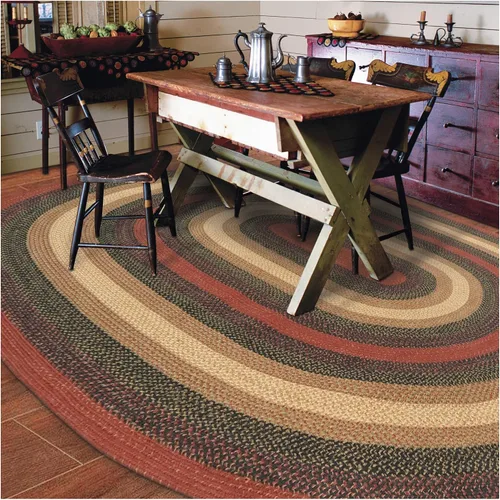 Vista 53 de Homespice Apple Pie - Alfombra ovalada roja de 2 x 3 pies, alfombra de cocina trenzada para decoración primitiva y rústica, reversible, yute sin