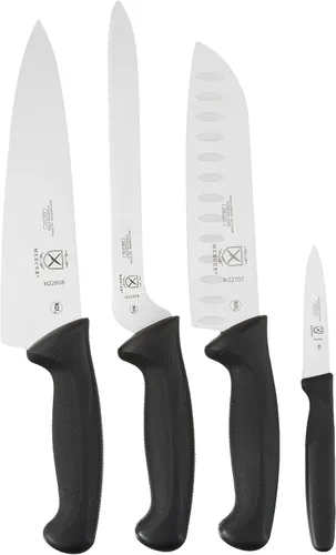 Vista 2 de Mercer Culinary Millennia - Juego de 5 tableros magnéticos con asas negras, acacia, 16 x 8 x 18 pulgadas