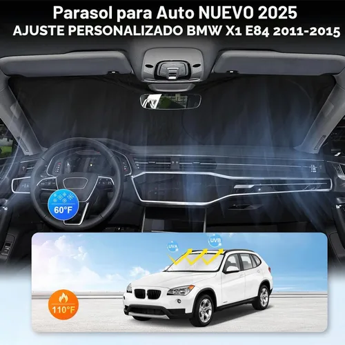 Vista 4 de Para BMW X1 E84 Parasol para parabrisas de coche, protector de visera de sol, bloqueador de rayos UV, reflectante de calor, cubierta de ventana