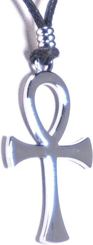 Vista 16 de BlueRica Collar de cordón ajustable con cruz de la vida Ankh
