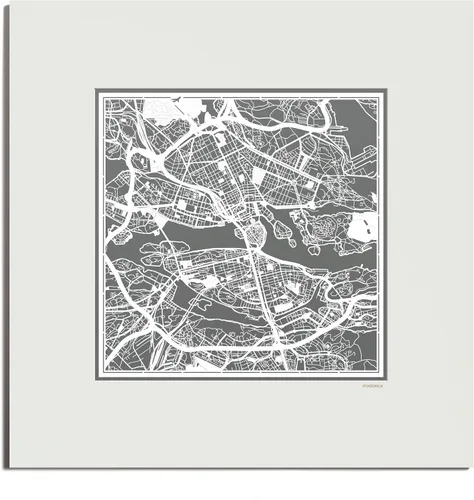 Vista 83 de O3 Design Studio Mapa de corte de papel de París, color negro mate, 20 x 20 pulgadas, arte en papel