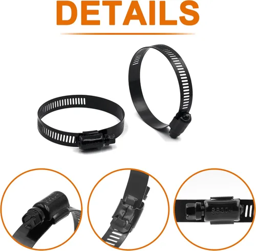 Vista 3 de ISPINNER 4 abrazaderas de manguera de engranaje helicoidal de acero inoxidable ajustable de 3 pulgadas con rango de tamaño de 2.047-2.992 in