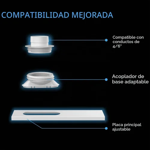 Vista 3 de Kit de conducto de ventana AC Infinity, puerto de ventilación universal para ventiladores en línea de 4" y 6", kit de ventilación de ventana