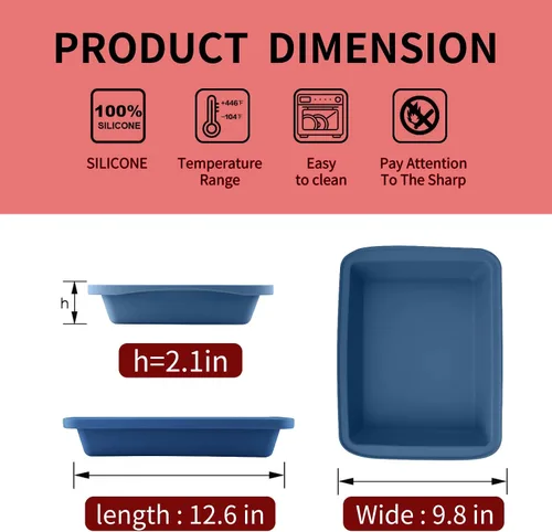 Vista 2 de Sunsetbaby Bandeja de silicona para hornear, bandeja rectangular para hornear con asas, compatible con Fancy Panz, para lasaña, pasteles, brownie