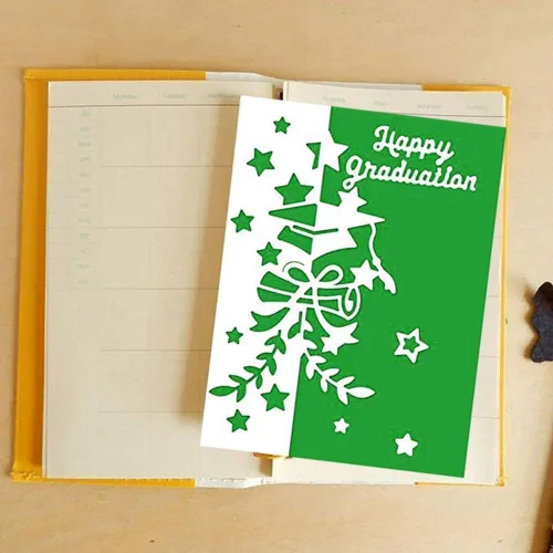 Vista 4 de Troqueles de corte temáticos de graduación para hacer tarjetas, sombreros con borde de estrellas, plantillas cortadas para álbumes de recortes