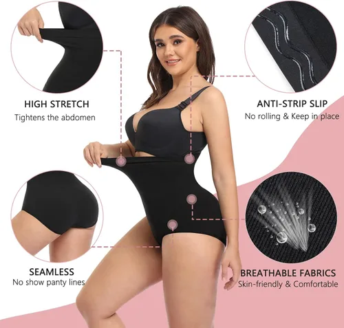 Vista 5 de Fajas de cintura alta para mujer, ropa interior con control de abdomen, sin costuras, cómodas y adelgazantes