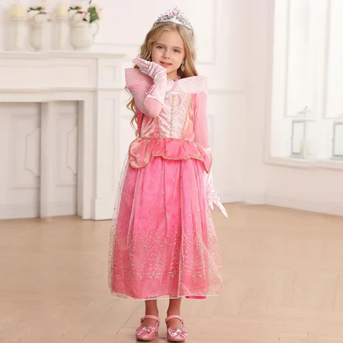 Vista 3 de iTVTi Disfraz de princesa para niñas pequeñas, disfraz de cosplay para carnaval, fiesta de Halloween, color rosa