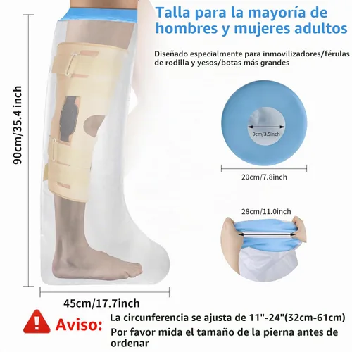 Vista 2 de Funda impermeable extra ancha para ducha, adulto, reutilizable